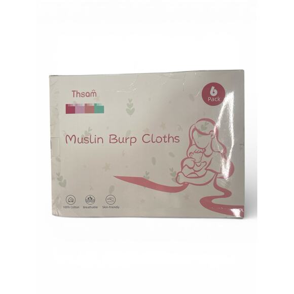 Muslin Burp Cloths 100% Cotton 20x10 Baby Burping Cloths 6 Pack Super Soft - Picture 2 of 9